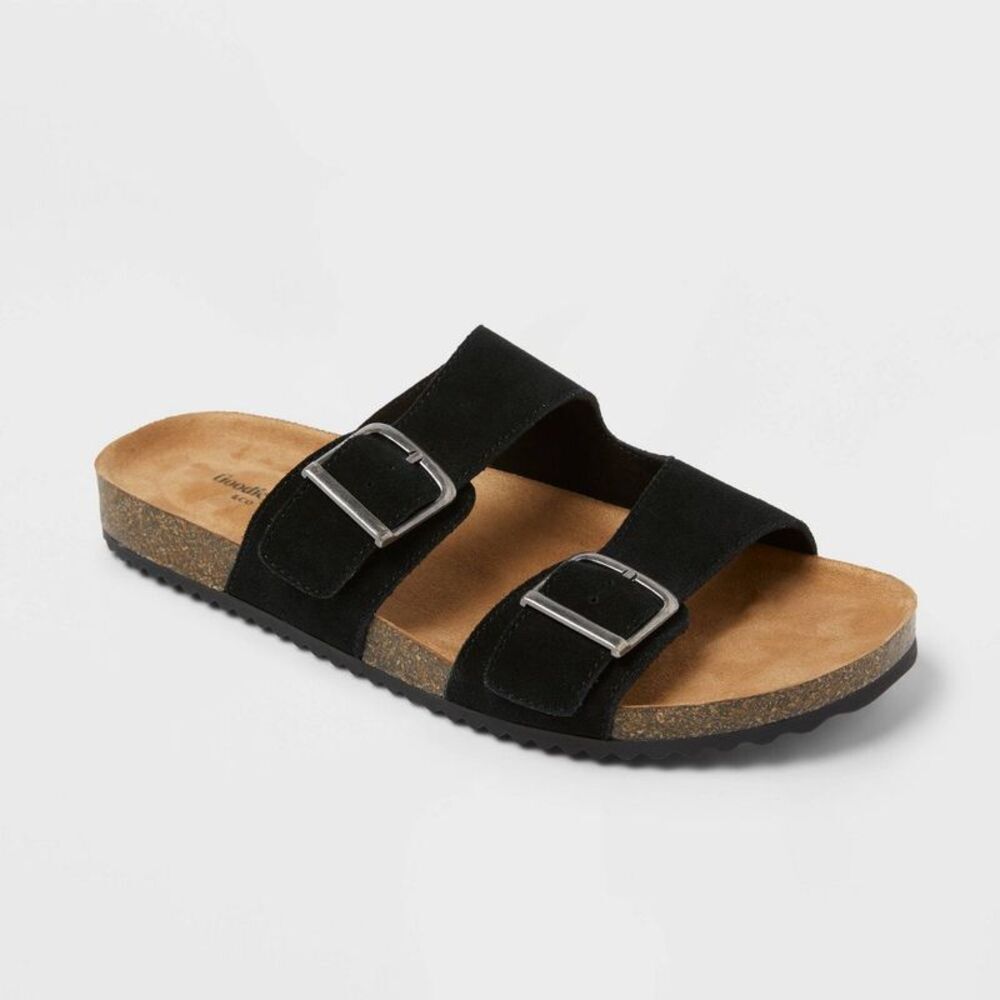 Men's Saul Suede Two Band Sandals - Goodfellow & Co Black 10